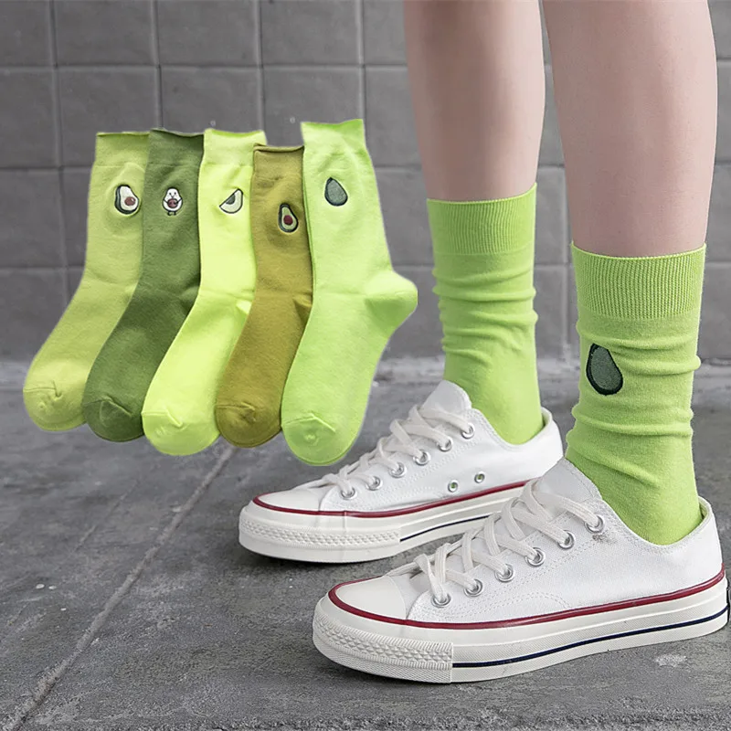 SP & CITY/5 пар в комплекте модные носки с вышивкой авокадо Женские однотонные до