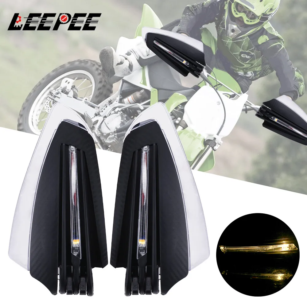 Motorcycle Hand Guard Cover With LED Turn Signal Light Accessories Universal For Handlebar 22mm Outer or 15-17mm Inner Diameter