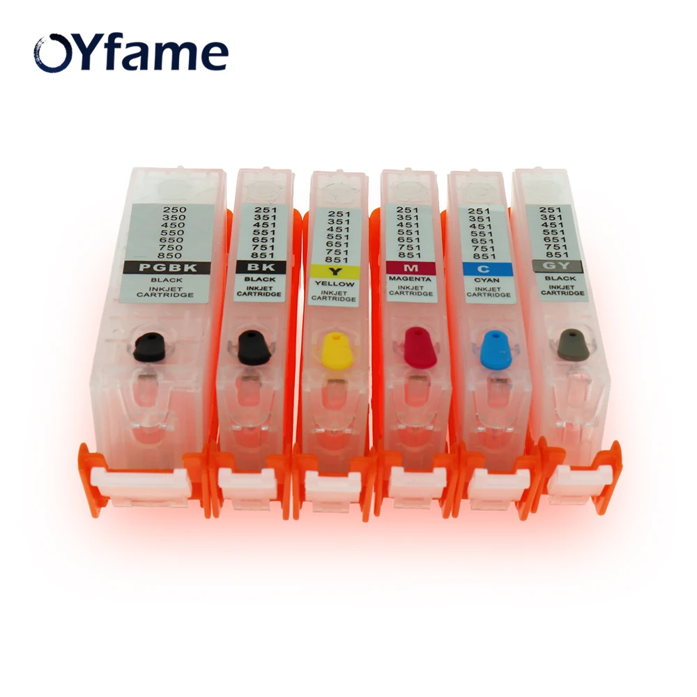 OYfame 6 цветов BCI 350 Заполняемые чернильные картриджи с чипами ARC для принтера Canon PIXUS