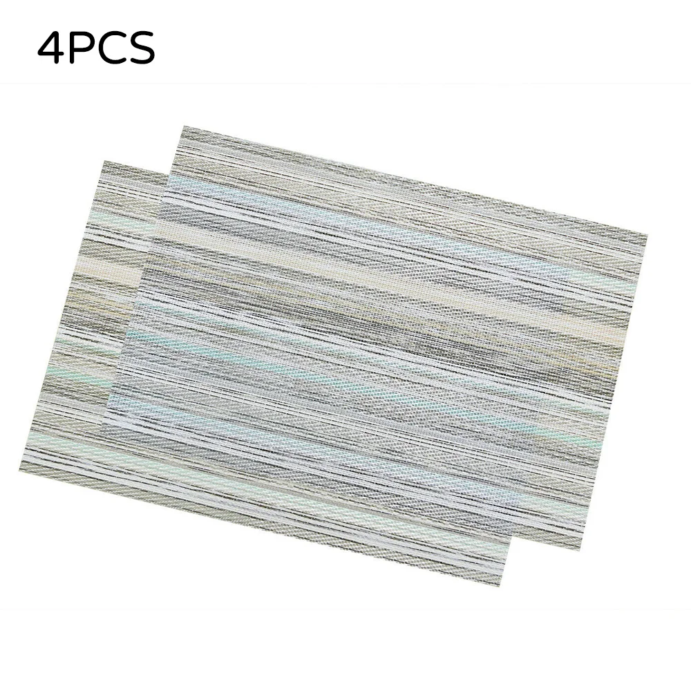 

4x Placemats Stain Resistant Washable Anti Slip Woven Hotel PVC