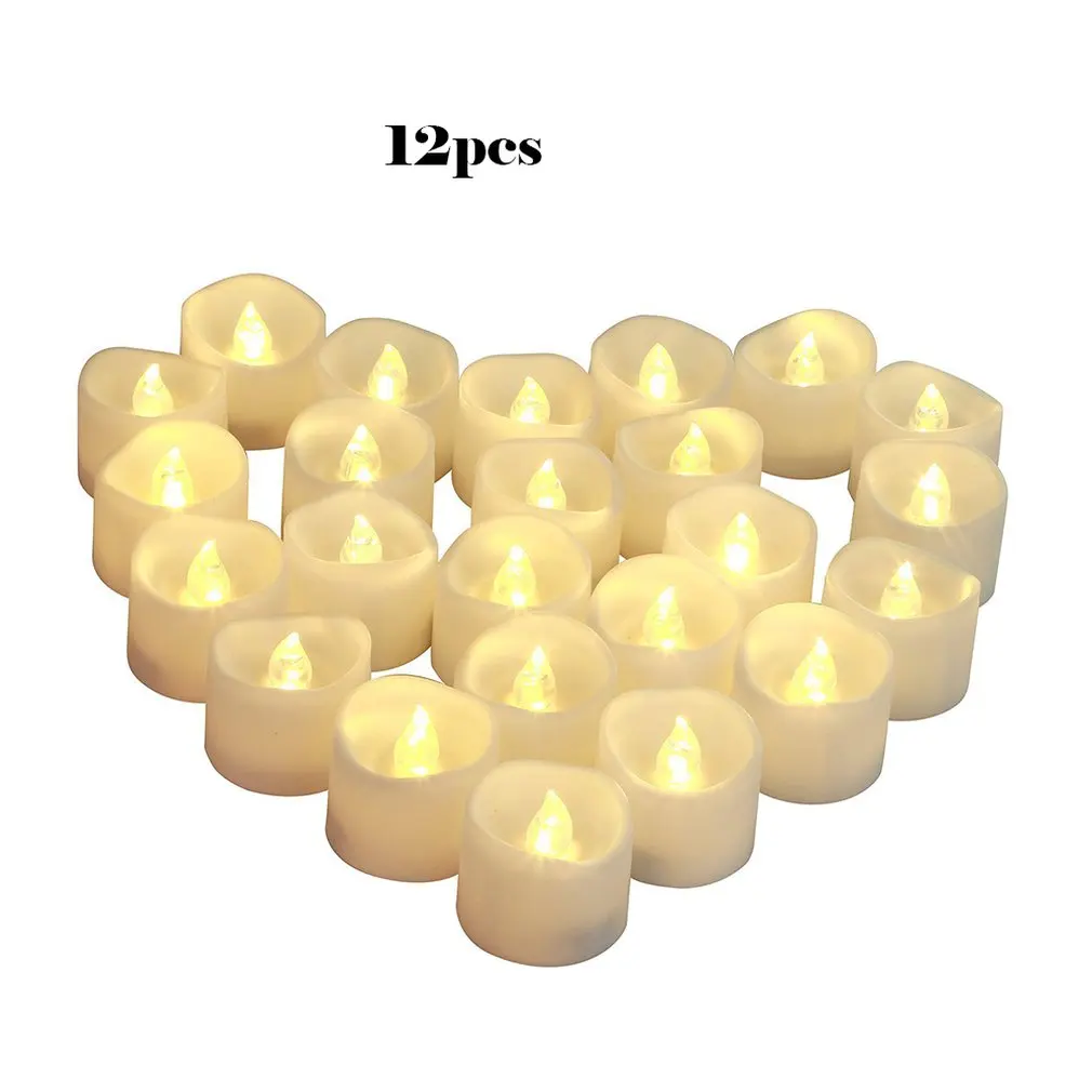 12 шт. светодиодный Электронный светильник свеча зубчатый для чая восковая лампа