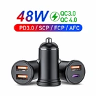 Автомобильное зарядное устройство Mini USB, быстрая зарядка 4,0 PD QC 3,0 48 Вт, быстрая зарядка для iPhone 12 11 Huawei Xiaomi Mi, Тип C