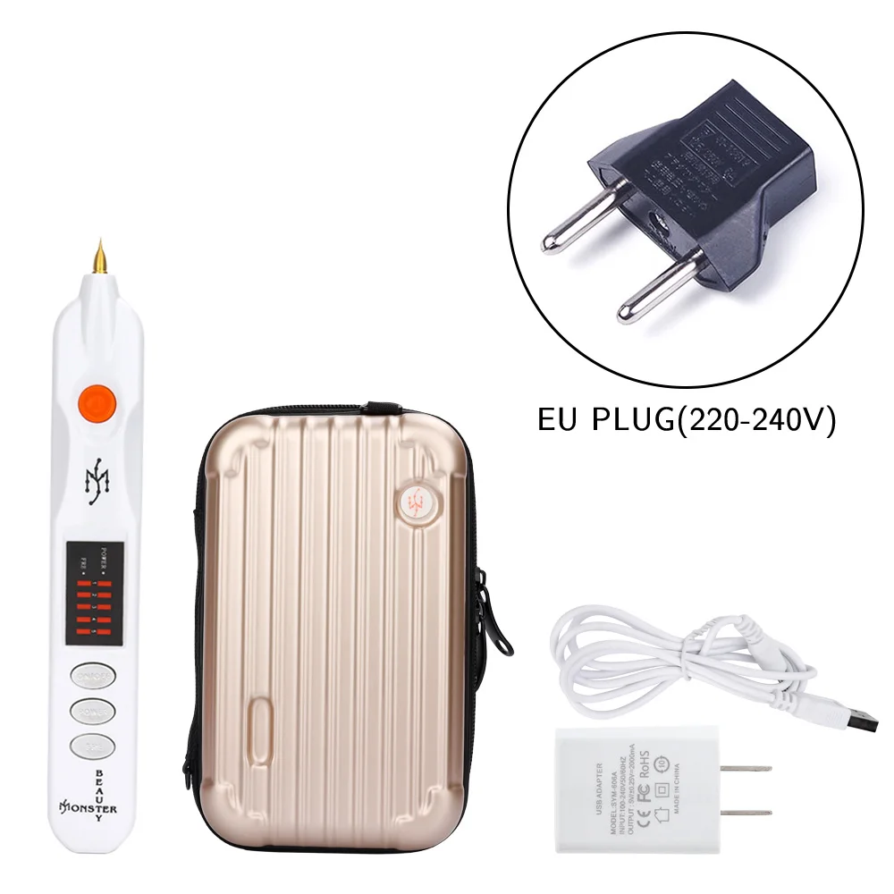 EU plug Storage case Deciniee плазменная ручка для удаления молей, бородавок, веснушек, тату, пятновыводитель для кожи, средство для ухода за кожей, подтягивающее кожу, машина для удаления морщин - Цвет: EU plug Storage case