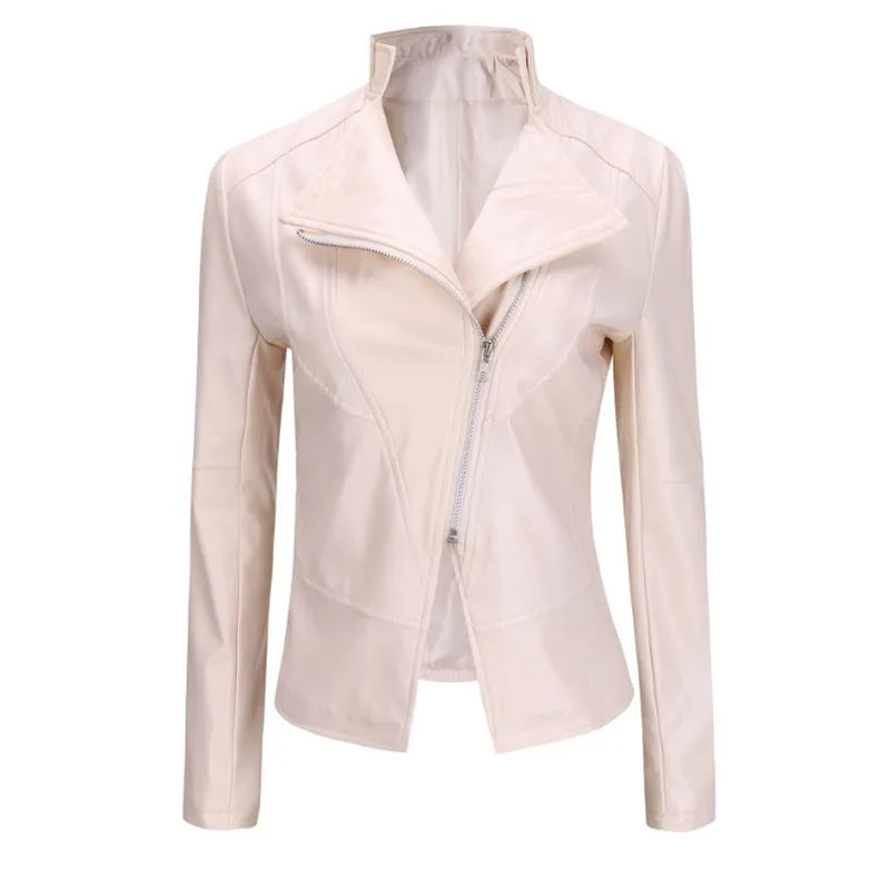 2019 classic design women's PU soft leather jacket short Slim motorcycle ladies with zipper black coat | Женская одежда