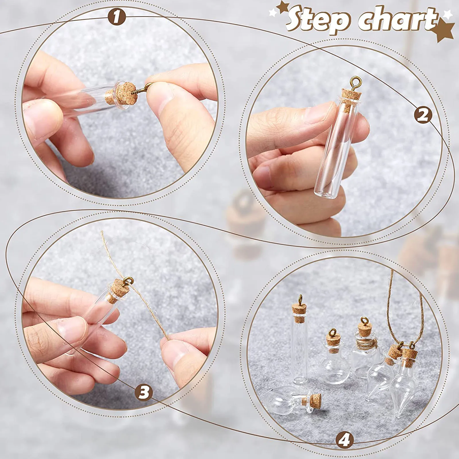 50 шт. стеклянные мини бутылки с ремешком 30 м|Копилки для денег| |