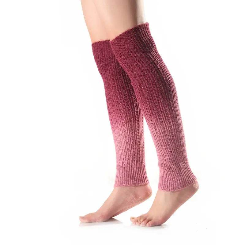 Женские зимние вязаные длинные гетры градиентного цвета для девочек, носки без ног, уличные зимние лыжные гольфы, вязаный манжет для ботинок