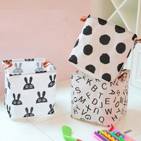 luanqi 33x35cm cotton foldable laundry basket with handle household toys bag sundries storage sorting black white storage box