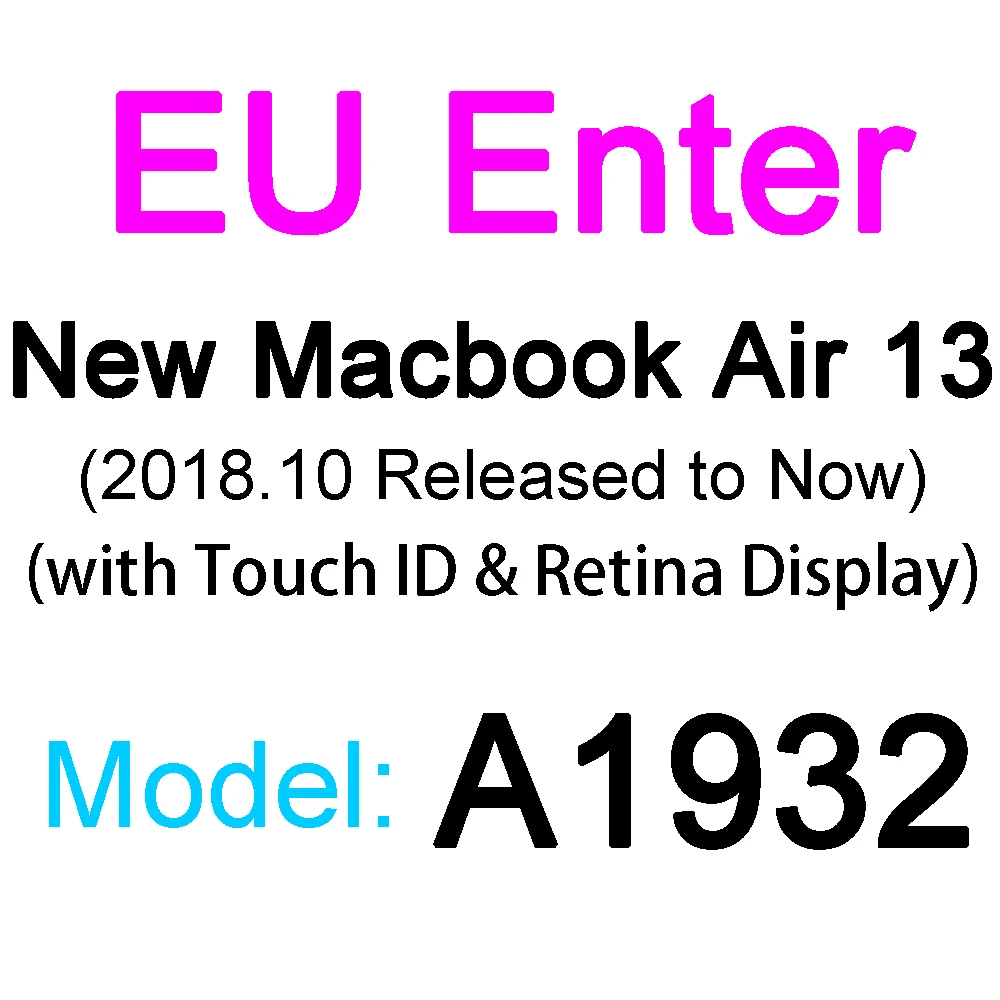ТПУ Клавиатура чехол для Macbook Air 11 12 13 Pro 13 15 retina тонкая Сенсорная панель матовый прозрачный чехол - Цвет: EU New Air 13