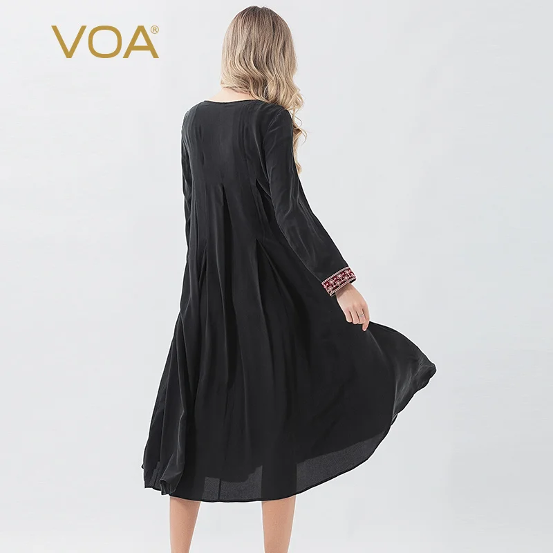 Женское шелковое платье с вышивкой VOA размера плюс вечерние летние платья