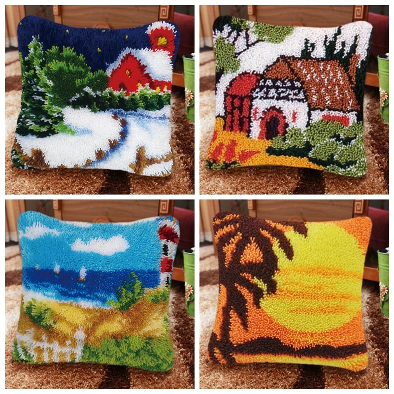 Пейзаж подушки с вышивкой крюк защелкой вышитая бисером Borduurpakket Детские