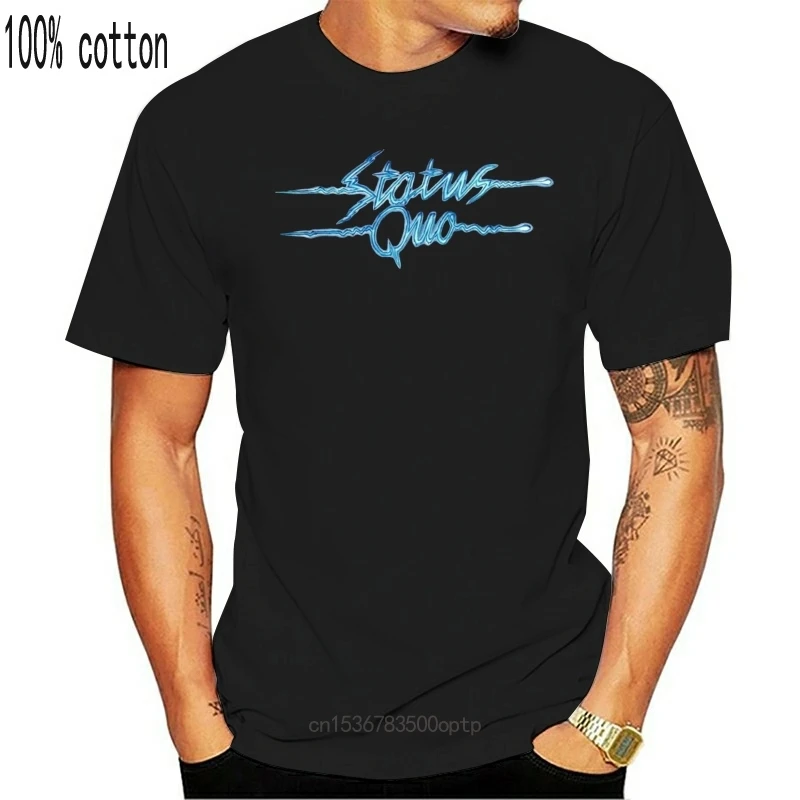 

New Status Quo Electric Logo T-Shirt Navy Top Christmas Gifts TEE Shirt