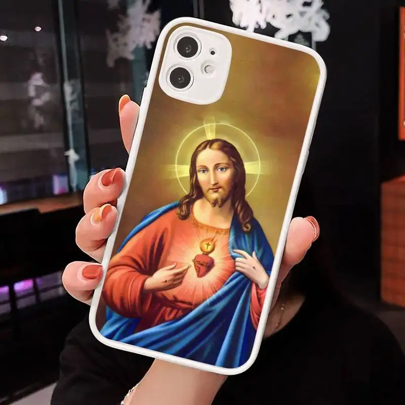 

Jesus Sacred Heart Phone Case Matte transparent For White iPhone 12 Mini 11 Pro XR XS Max 7 8 Plus X Back Cover