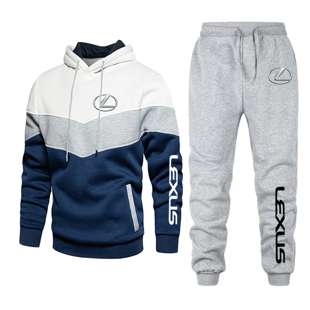 Мужской однотонный спортивный костюм с логотипом LEXUS спортивные штаны в простом