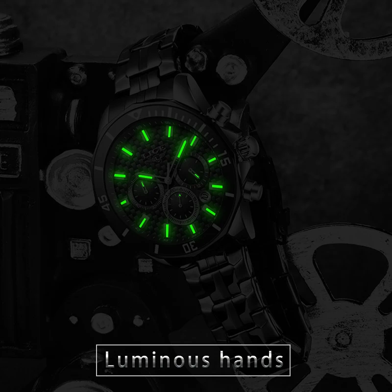 LIGE мужские часы модные новые синие спортивные водонепроницаемые из нержавеющей