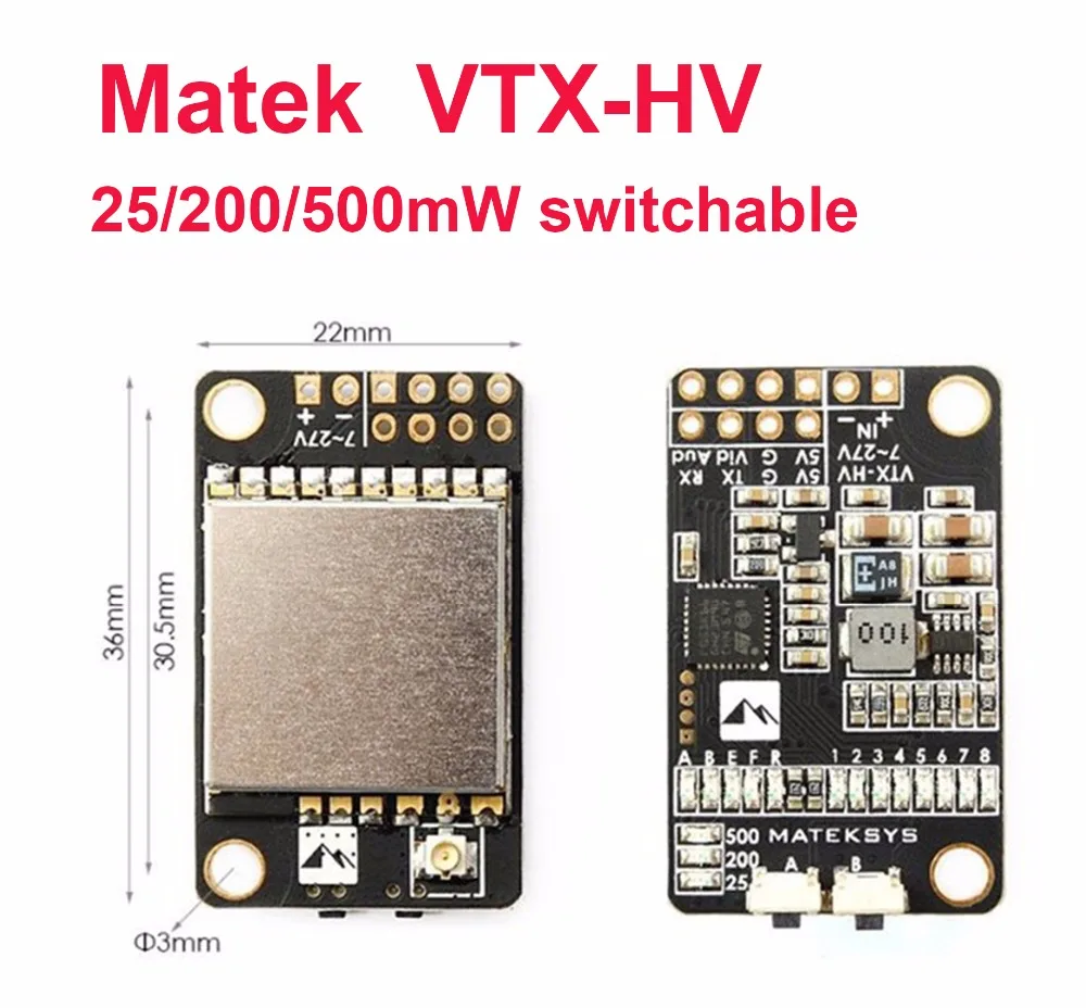 Matek 5 8G 40CH 25/200/500 МВт переключаемый видеопередатчик VTX HV с выходом 5V/1A BEC