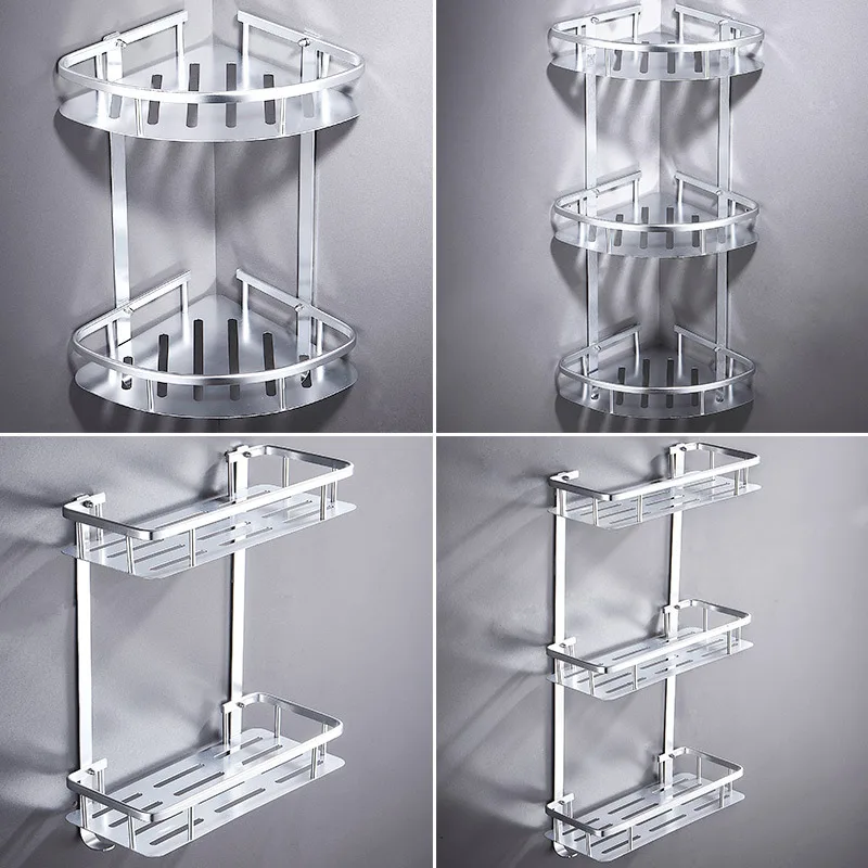 Квадратные угловые полки для ванной комнаты подставка полотенец алюминиевая