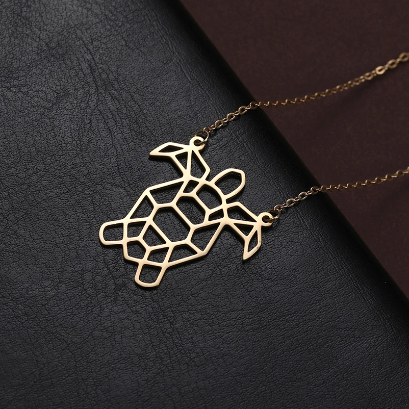 Фигурка животного ожерелье с морской черепахой геометрическая цепочка для