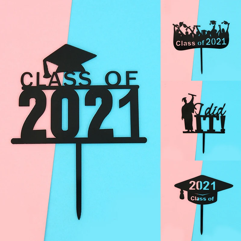 

Cake Insert Decoration College Celebration Party Graduation Cake Flag Cupcake Class of 2021 Graduation Cake Topper Cards