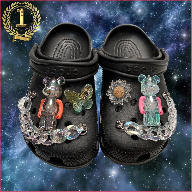 Cool Transparent Bear Croc Charms Designer DIY 3D Chain Shoe Decoration Charm for Croc Jibb Clogs Kids Boys Women Girls