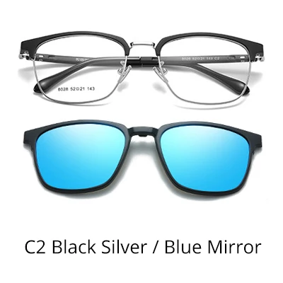 C2 Black Silver-Blue Ralferty 2 в 1 многофункциональная оптическая оправа поляризованные магнитные мужские и женские солнечные очки с клипсой на квадратной оправе Z8028 - Цвет оправы: C2 Black Silver-Blue