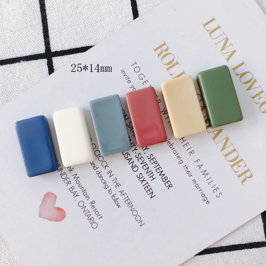 Японские и корейские Цветные стерео прямоугольные полимерные накладные серьги