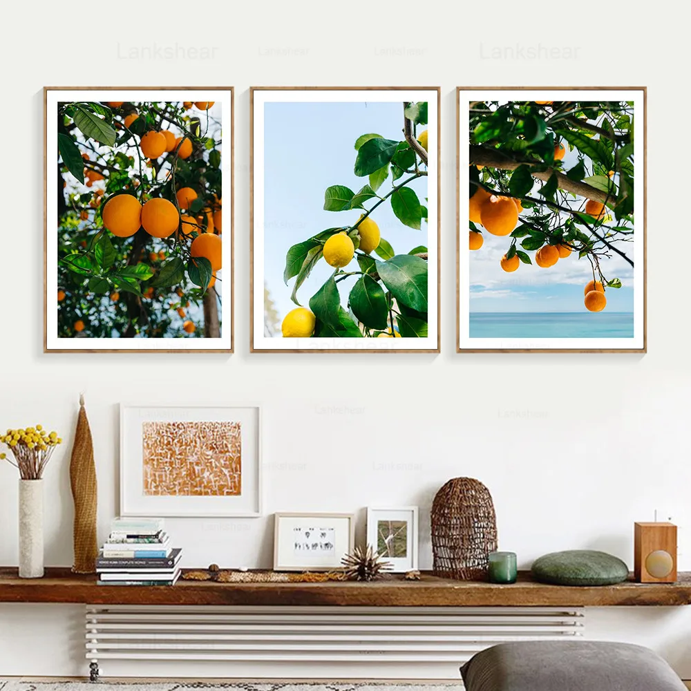 Scandinavian Style Fresh Lemon Oranges Poster Canvas Painting Fruit Wall Art Pictures for Living Room Nordic Modern Home Decor | Дом и сад