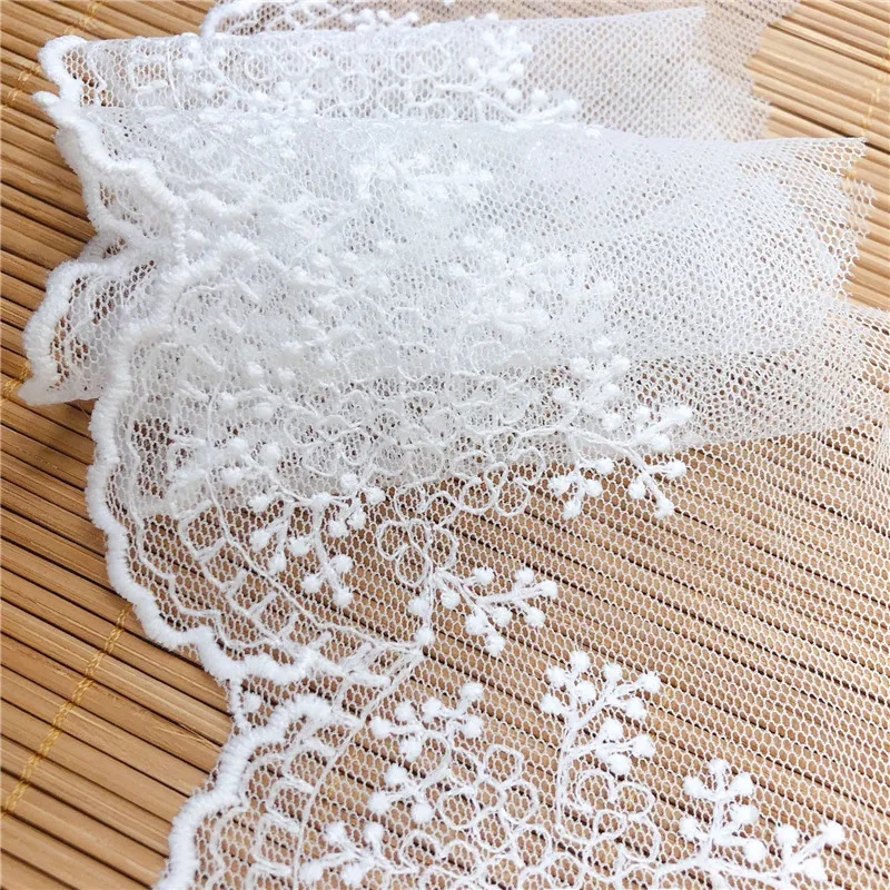

19 yards Micro polyester Embroidery MESH TULLE NET lace trim edge for sewing dress and garment home textile decoration lace