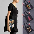 Холщовая сумка-шоппер с милым медведем, вместительные Женские сумки в стиле Харадзюку, Классическая винтажная дамская сумочка на ремне