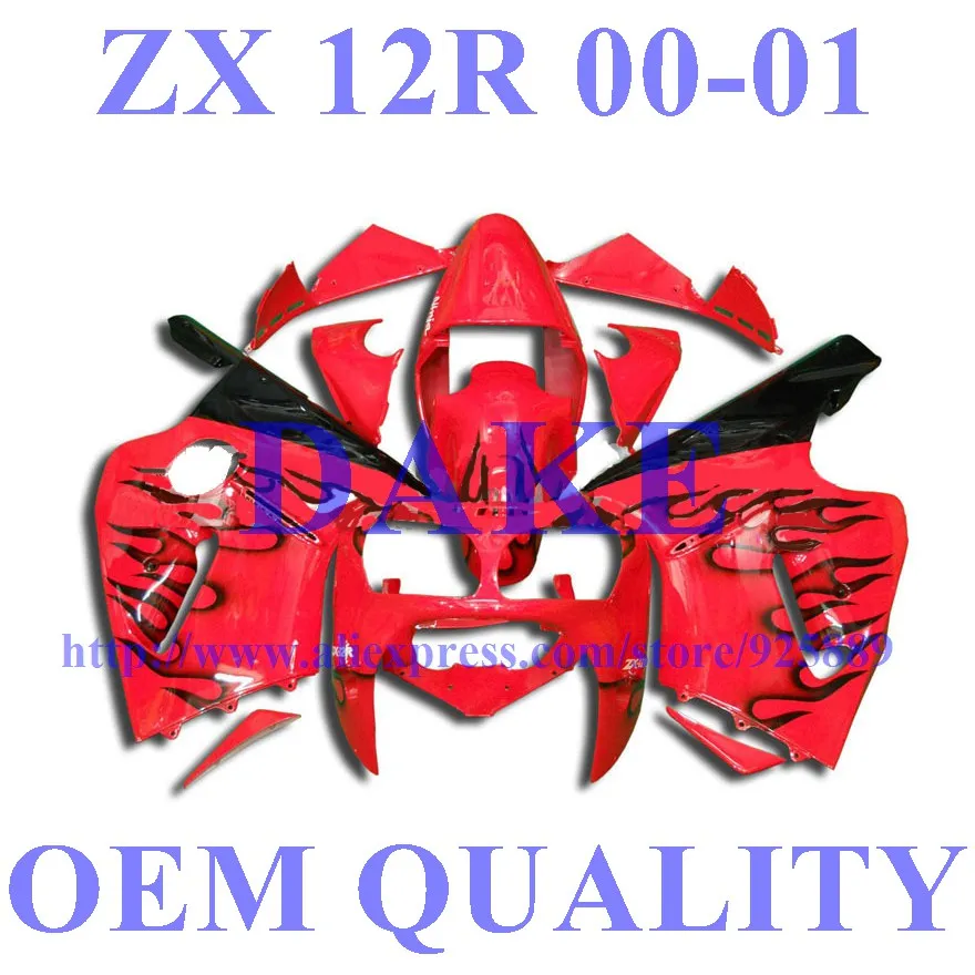 

Kim Red Black Flame Fairing Kits FOR KAWASAKI NINJA ZX12R ZX 12R 00 01 ZX-12R ZX 12R 2000 2001 Fairing Kits