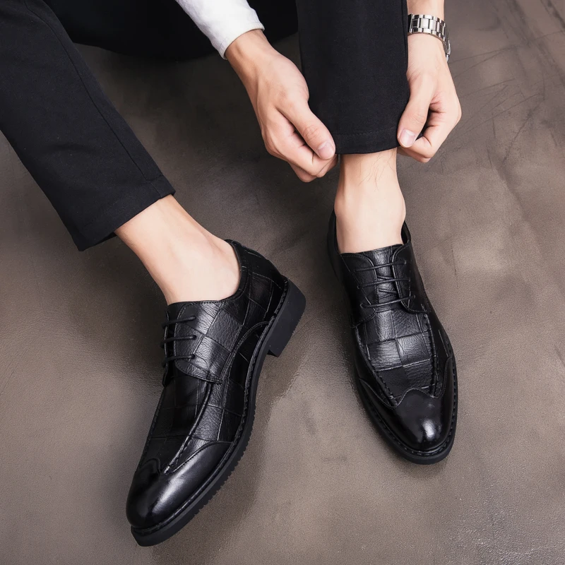 

Mens Shoes Casual Leather Adulto shoes Brand Business Office Oxford Vintage Lace-up Formal Shoes Elegant Zapatos de Hombre Cuero