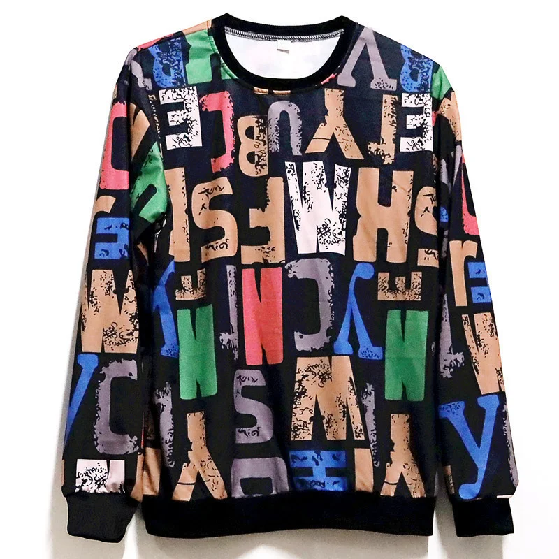 

#2562 Loose Full Letter Sweatshirt For Women Unisex Large Size Spring Autumn Casual Tops Girls Vintage Sweatshirts Ladies Print