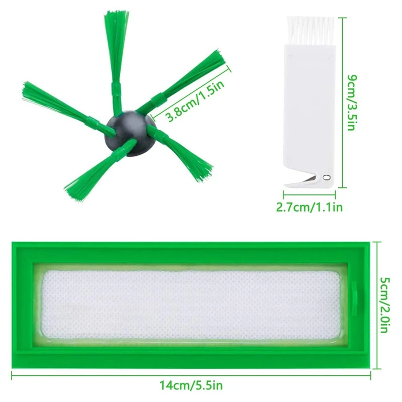 Replacement Parts 6 Side Brush & 4 Hepa Filters 1 Cleaning Tool Accessories Kit for Vorwerk Kobold VR200 VR300 | Бытовая техника
