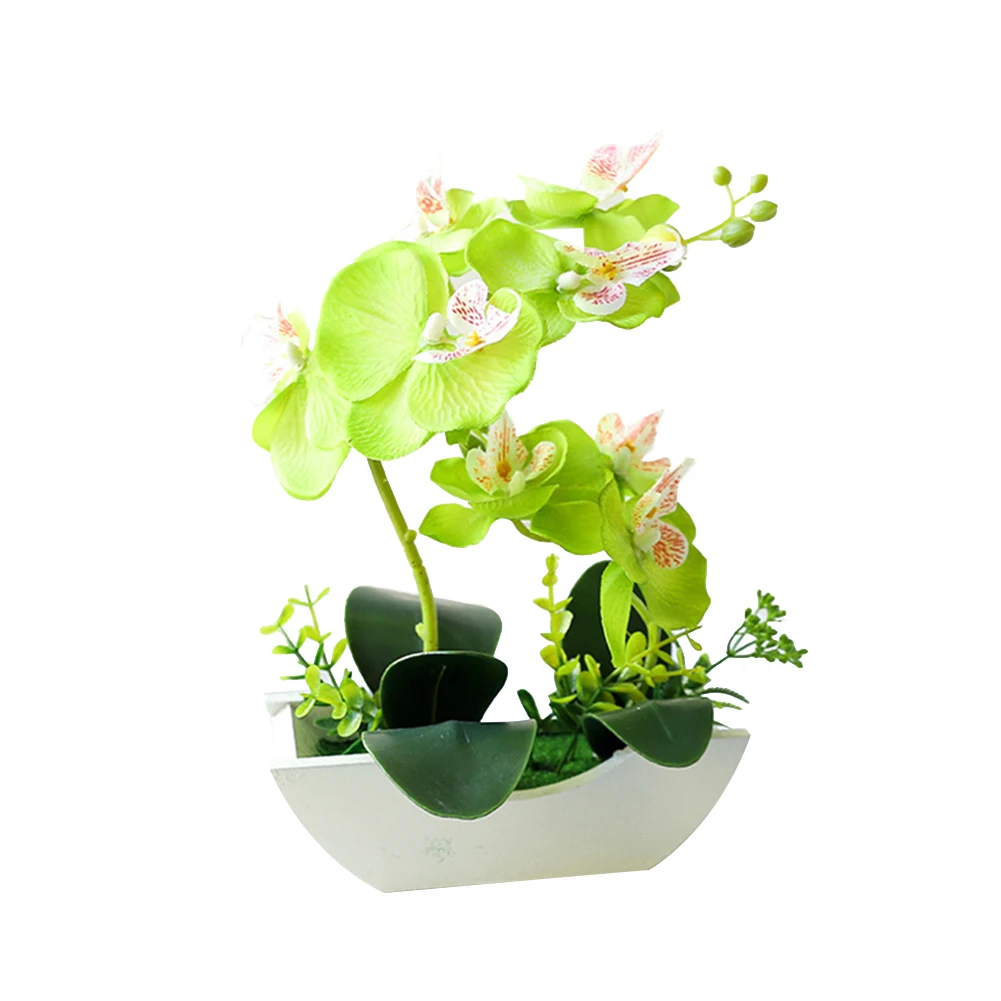 Искусственный цветок Бабочка Орхидея деревянный горшок в форме лодки бонсай