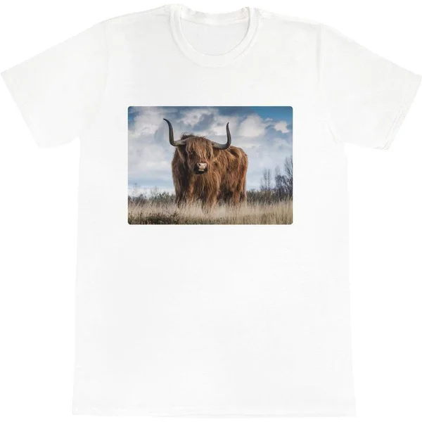 

Мужские/женские мужские хлопковые футболки Highland Cow' (TA038597)