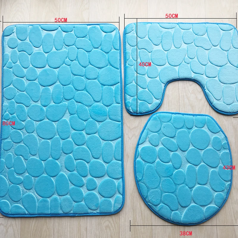 

3Pcs/set Bathroom Mat Set Flannel Anti-Slip Kitchen Bath Mat Carpet Bathroom Toliet Rug Washable Tapete Banheiro Floor Mats