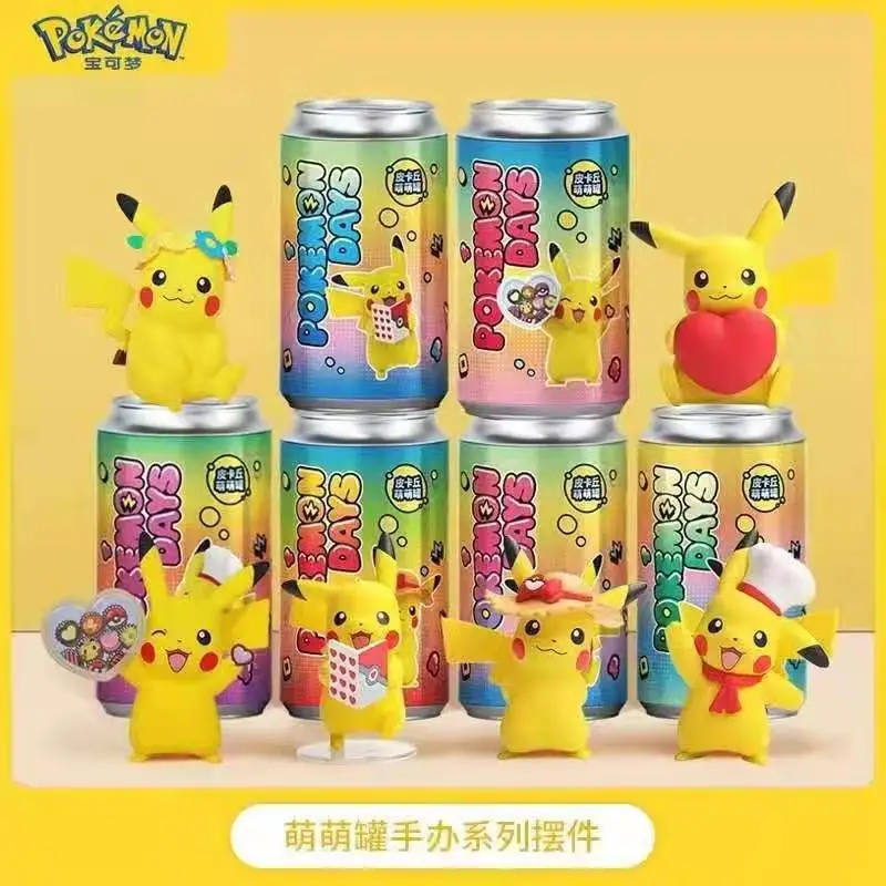 

Pokemon Pikachu Zip-top Can Type 6 Kinds Cute Action Figure Model Ornament Toys