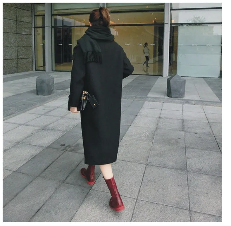 Женское шерстяное пальто 2019 зимнее Новое повседневное корейское изящное длинное