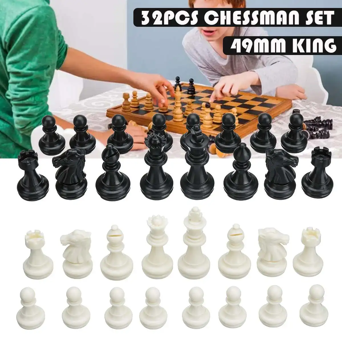 

32PCS Chess Pieces Plastic Complete Chessmen International Word Chess Game Entertainment without Chess Board