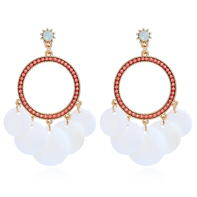 Новинка 2019 богемные серьги из натуральной раковины кольцо с кисточкой кулон для