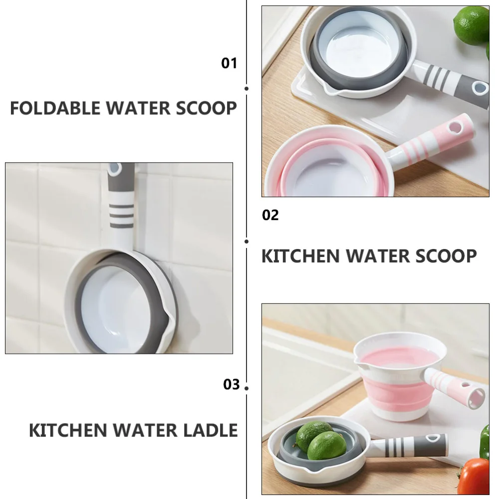 

1pc Multifunctional Water Ladle Foldable Kitchen Simple Hanging Water Scoop