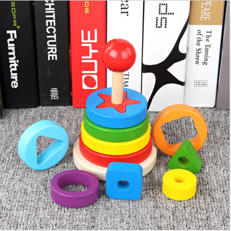 Развивающие детские игрушки деревянные яркие цвета форма сортировочный кубик