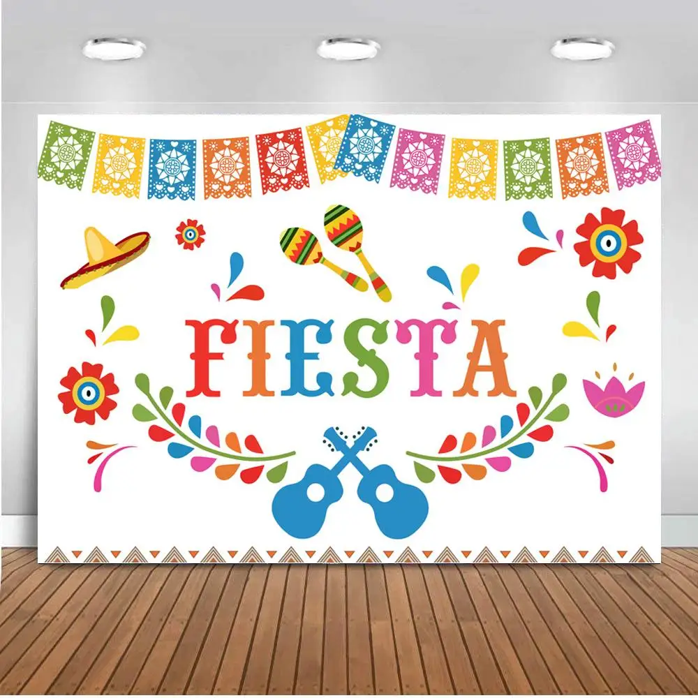 

Birthday Party Photography Background Mexican Fiesta Theme Birthday Banner Photo Backdrop Party Event Decoration Supplies