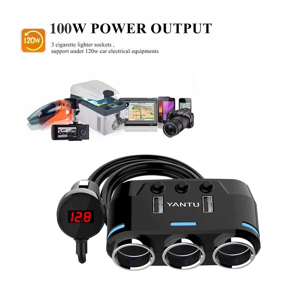 12 24 В разветвитель автомобильного прикуривателя штепсельная вилка 3 розетки