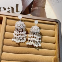 sederyla luxury trendy long dangle tassel drop pearl earrings for women zircon cz crystal earring statement hanging jewelry