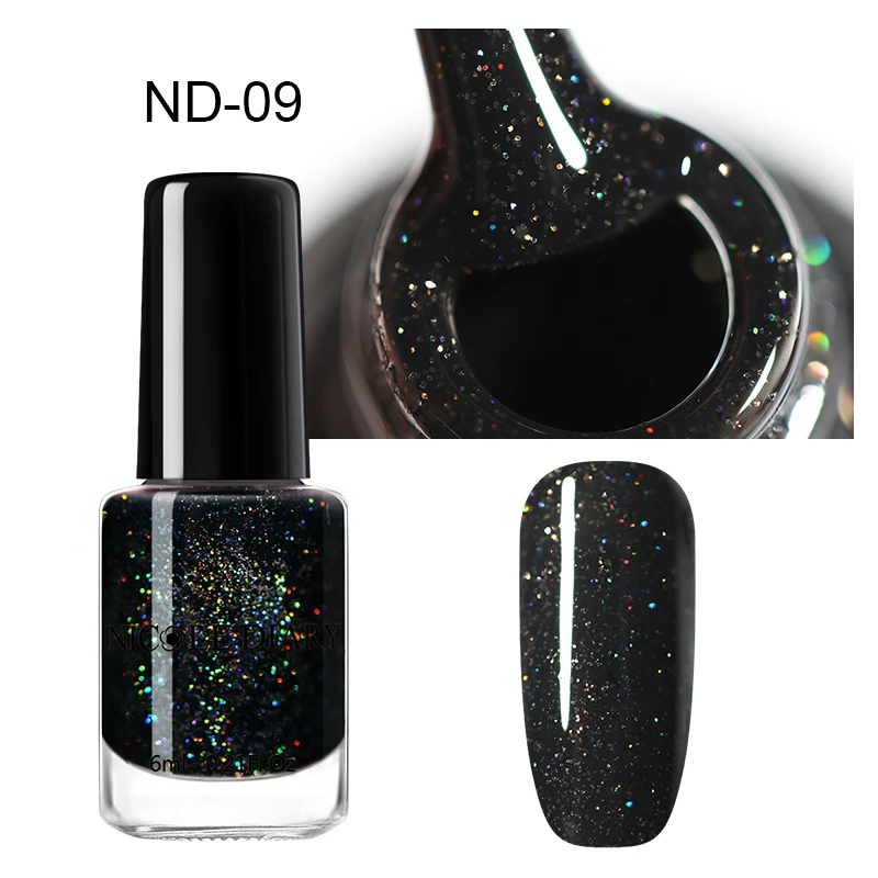 Glitter 09 NICOLE DIARY голографический лак для ногтей тепловой блеск Хамелеон Температура Изменение цвета маникюрный лак градиентный лак для ногтей - Цвет: Glitter 09