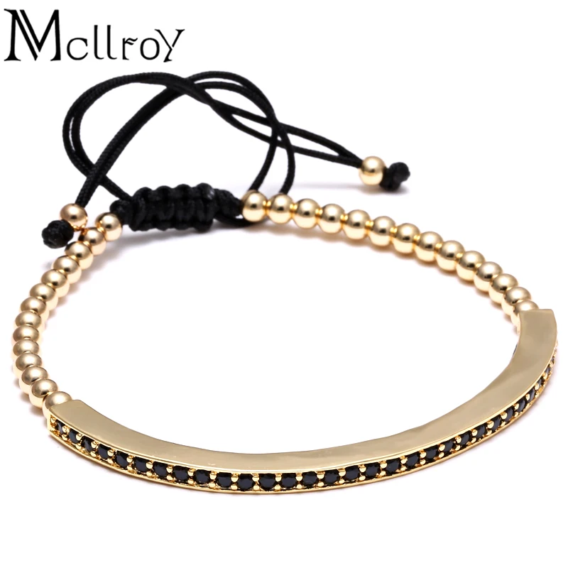 Mcllroy браслеты с пробкой мужские бусинами изогнутые браслет микро инкрустацией