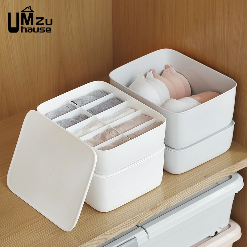 

Underwear Storage Box Bra Panties Socks Pants T Shirt Clothes Drawer Divider Organizers with Lid Case Wardrobe Closet Large Bins