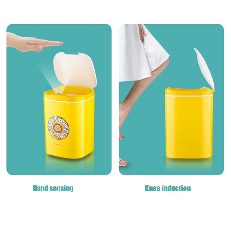 

Automatic Intelligent Induction Trash Can Household Living Room Kitchen Bedroom Bathroom Trash Plastic Bin 14L J8