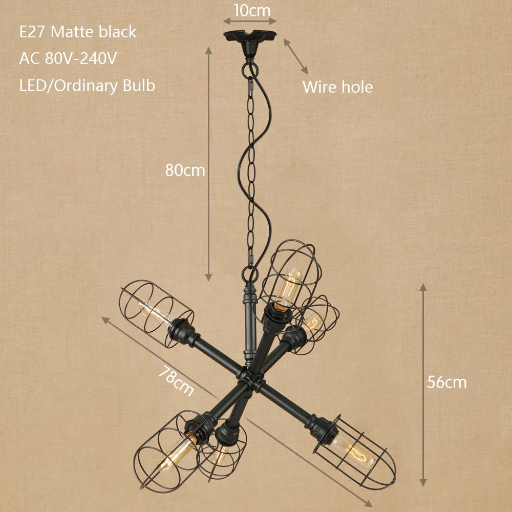 Винтажная железная окрашенная Минималистичная креативная Подвесная лампа