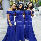 Длинное платье подружки невесты, с аппликациями, Королевского синего цвета, в африканском стиле, с открытыми плечами, для свадебной подружки невесты
